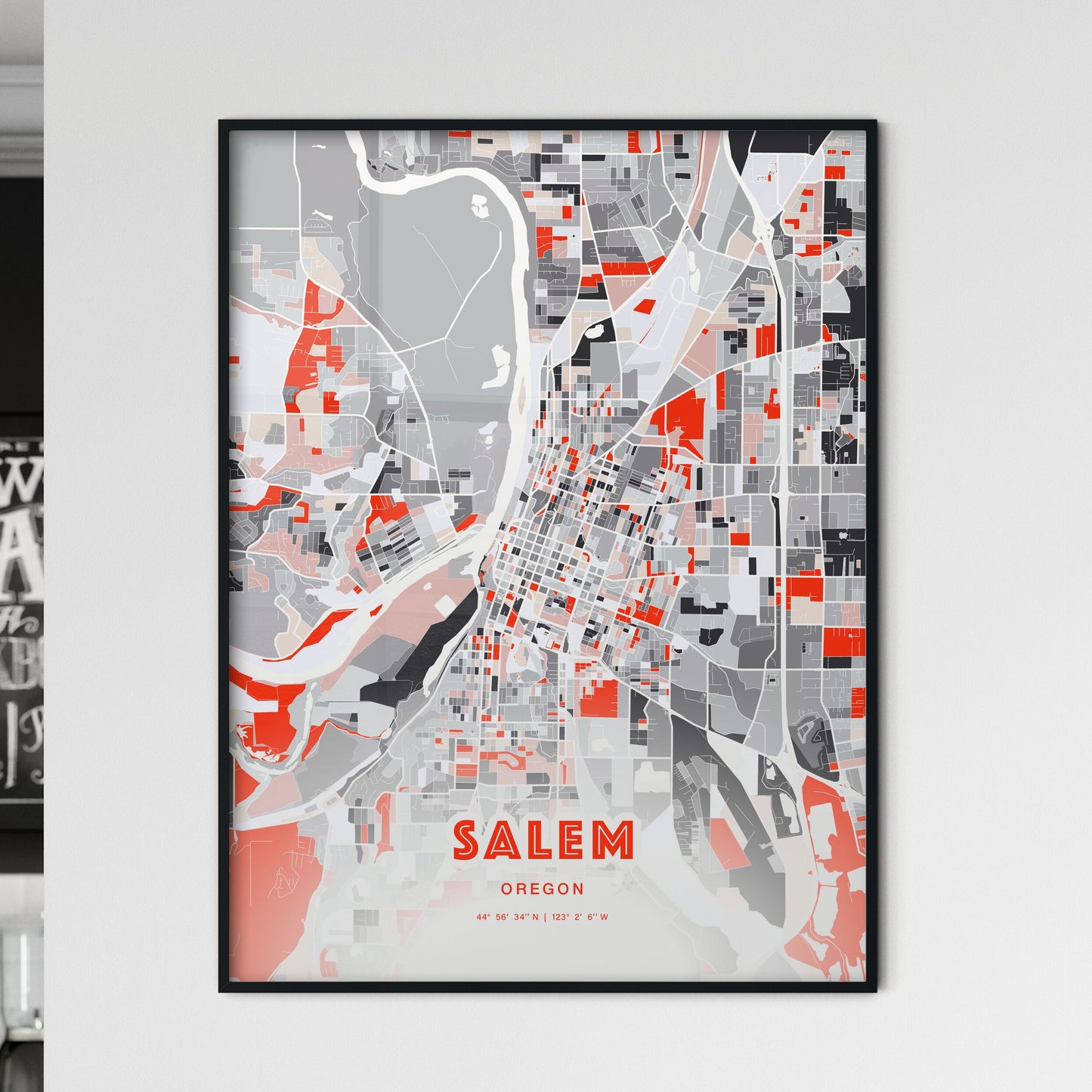 Colorful Salem Oregon Fine Art Map Modern Expressive