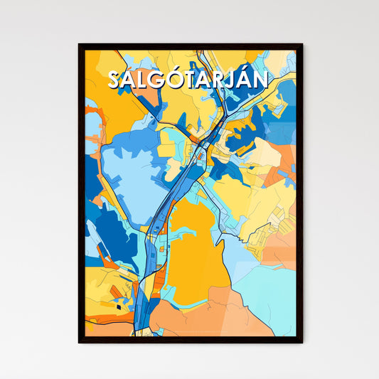 SALGÓTARJÁN HUNGARY Vibrant Colorful Art Map Poster Blue Orange