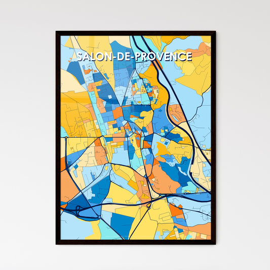 SALON-DE-PROVENCE FRANCE Vibrant Colorful Art Map Poster Blue Orange