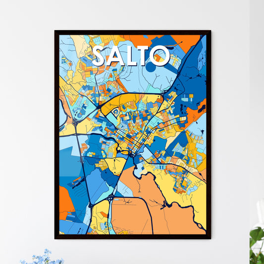 SALTO BRAZIL Vibrant Colorful Art Map Poster Blue Orange