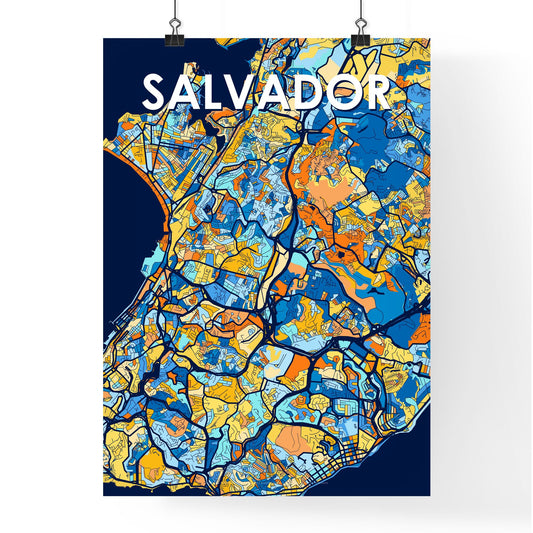 SALVADOR BRAZIL Vibrant Colorful Art Map Poster