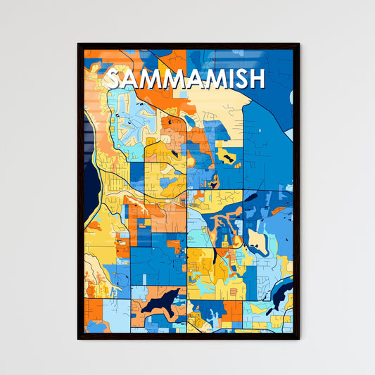 SAMMAMISH WASHINGTON Vibrant Colorful Art Map Poster Blue Orange