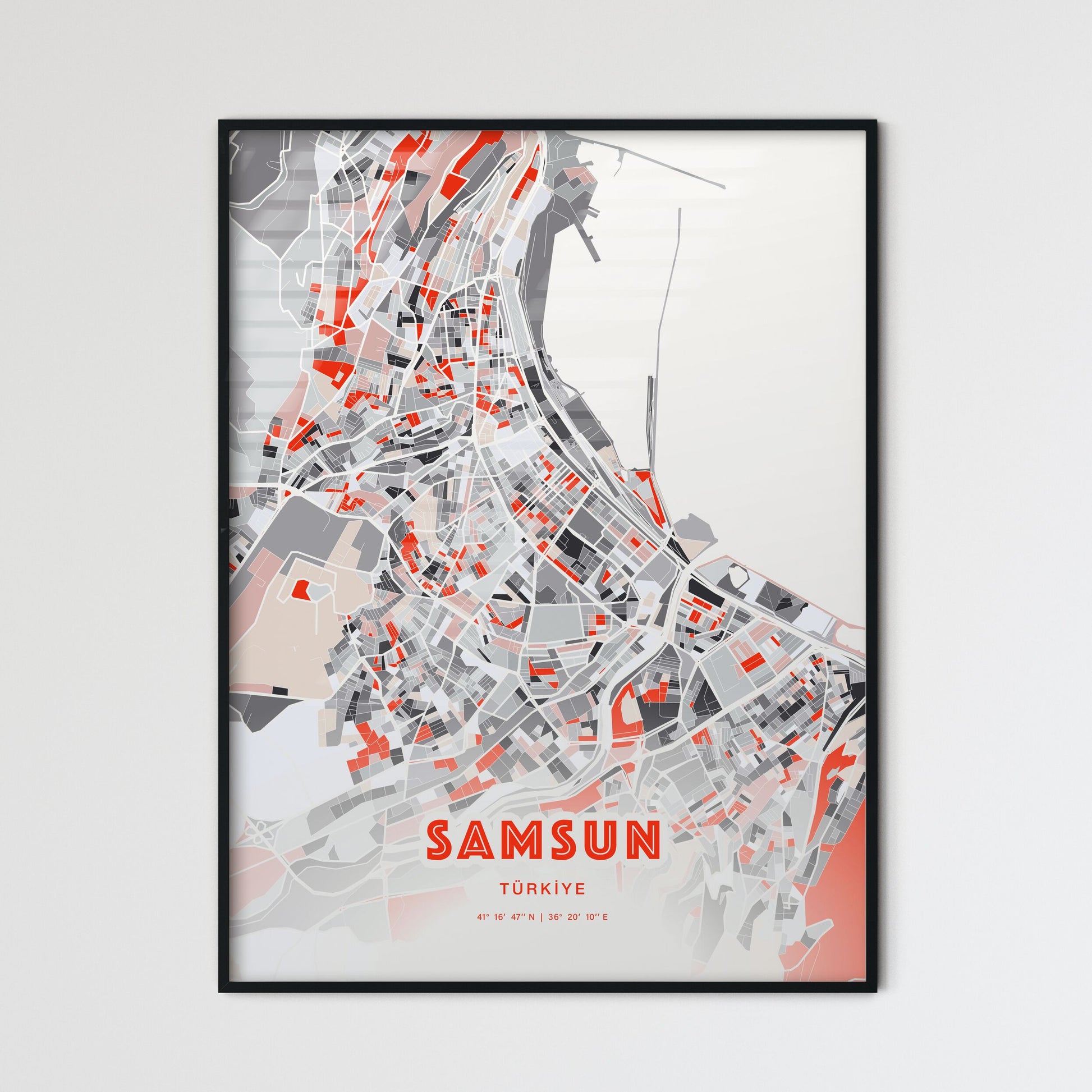 Colorful Samsun Turkey Fine Art Map Modern Expressive