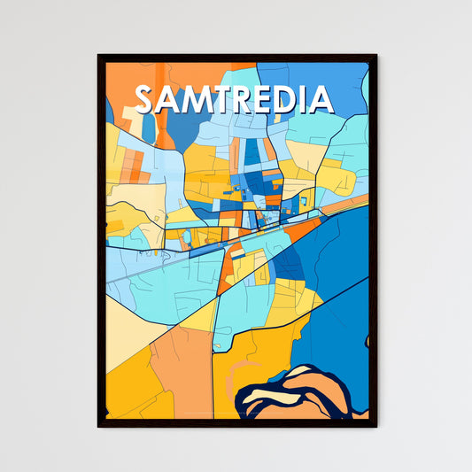 SAMTREDIA GEORGIA Vibrant Colorful Art Map Poster Blue Orange