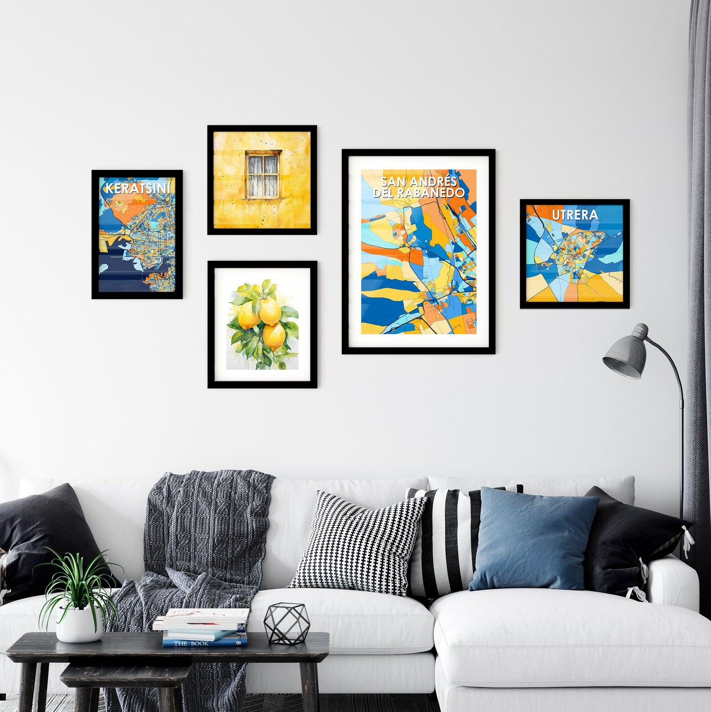 SAN ANDRÉS DEL RABANEDO SPAIN Vibrant Colorful Art Map Poster Blue Orange