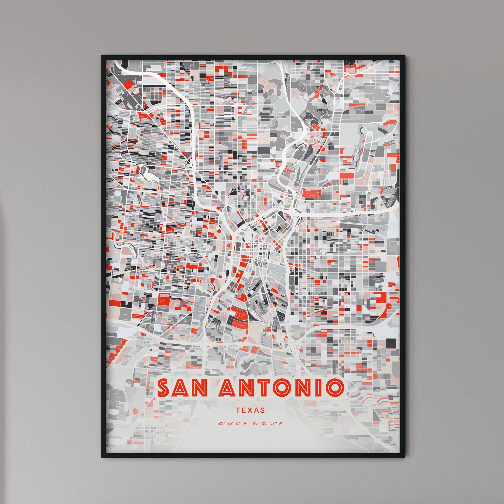 Colorful San Antonio Texas Fine Art Map Modern Expressive