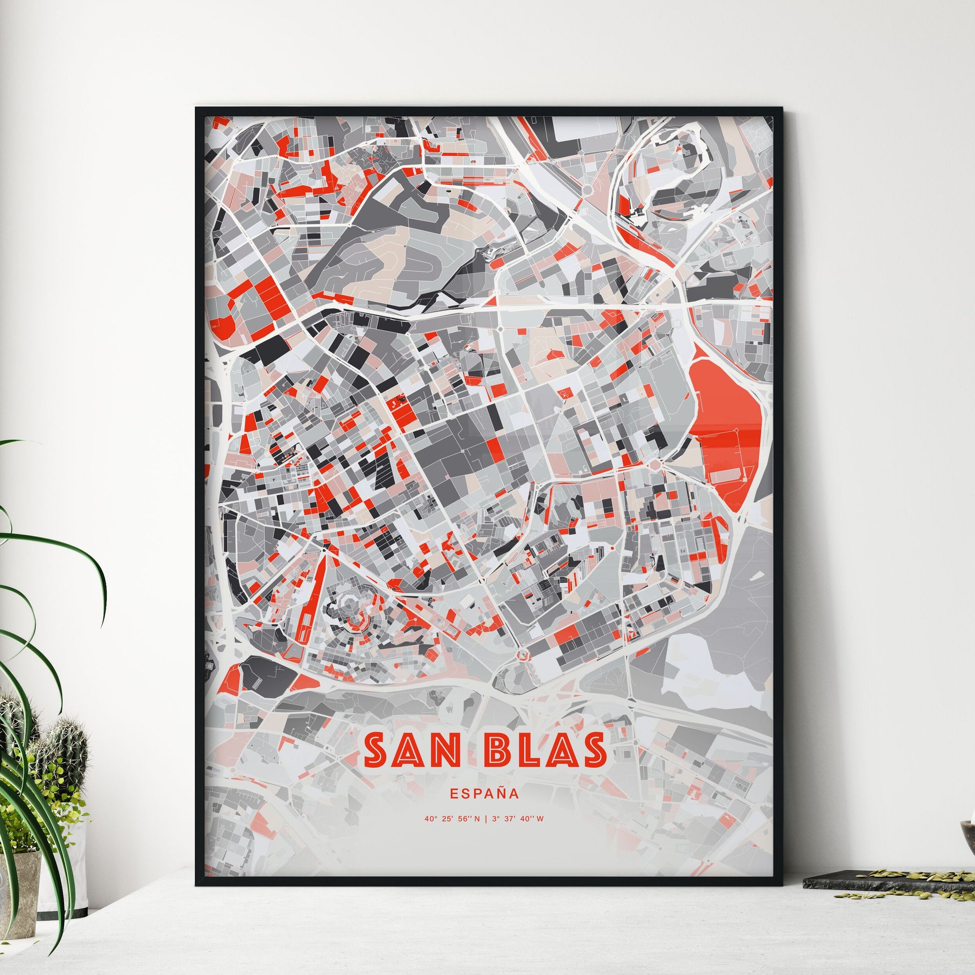 Colorful San Blas Spain Fine Art Map Modern Expressive