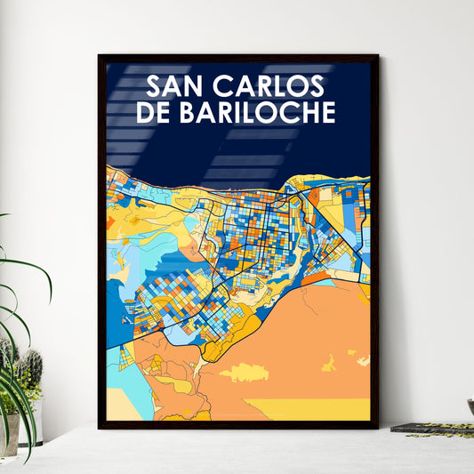 SAN CARLOS DE BARILOCHE ARGENTINA Vibrant Colorful Art Map Poster Blue Orange