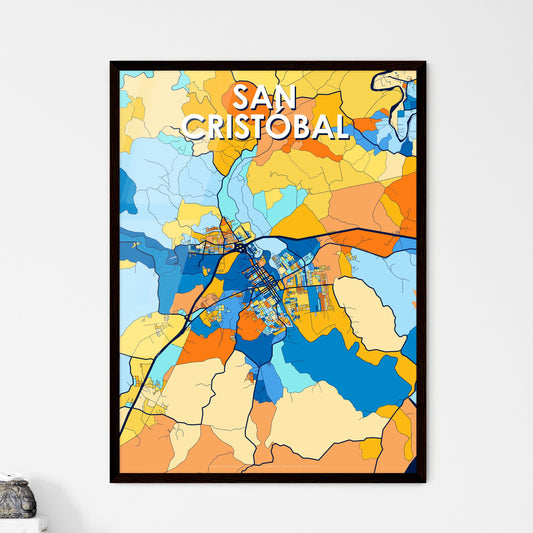 SAN CRISTÓBAL DOMINICAN REPUBLIC Vibrant Colorful Art Map Poster Blue Orange