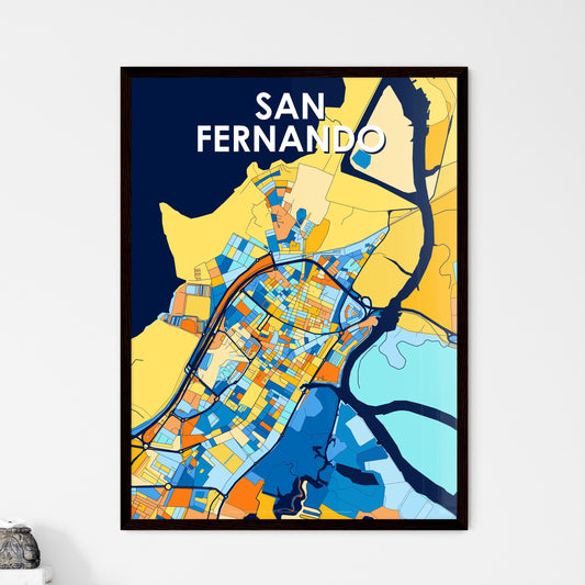 SAN FERNANDO SPAIN Vibrant Colorful Art Map Poster Blue Orange