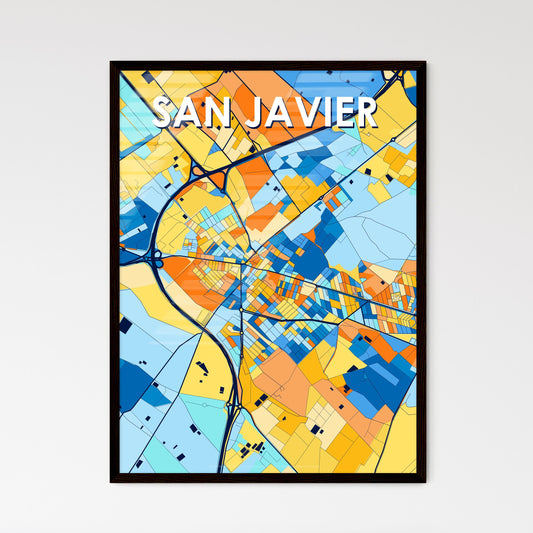 SAN JAVIER SPAIN Vibrant Colorful Art Map Poster Blue Orange