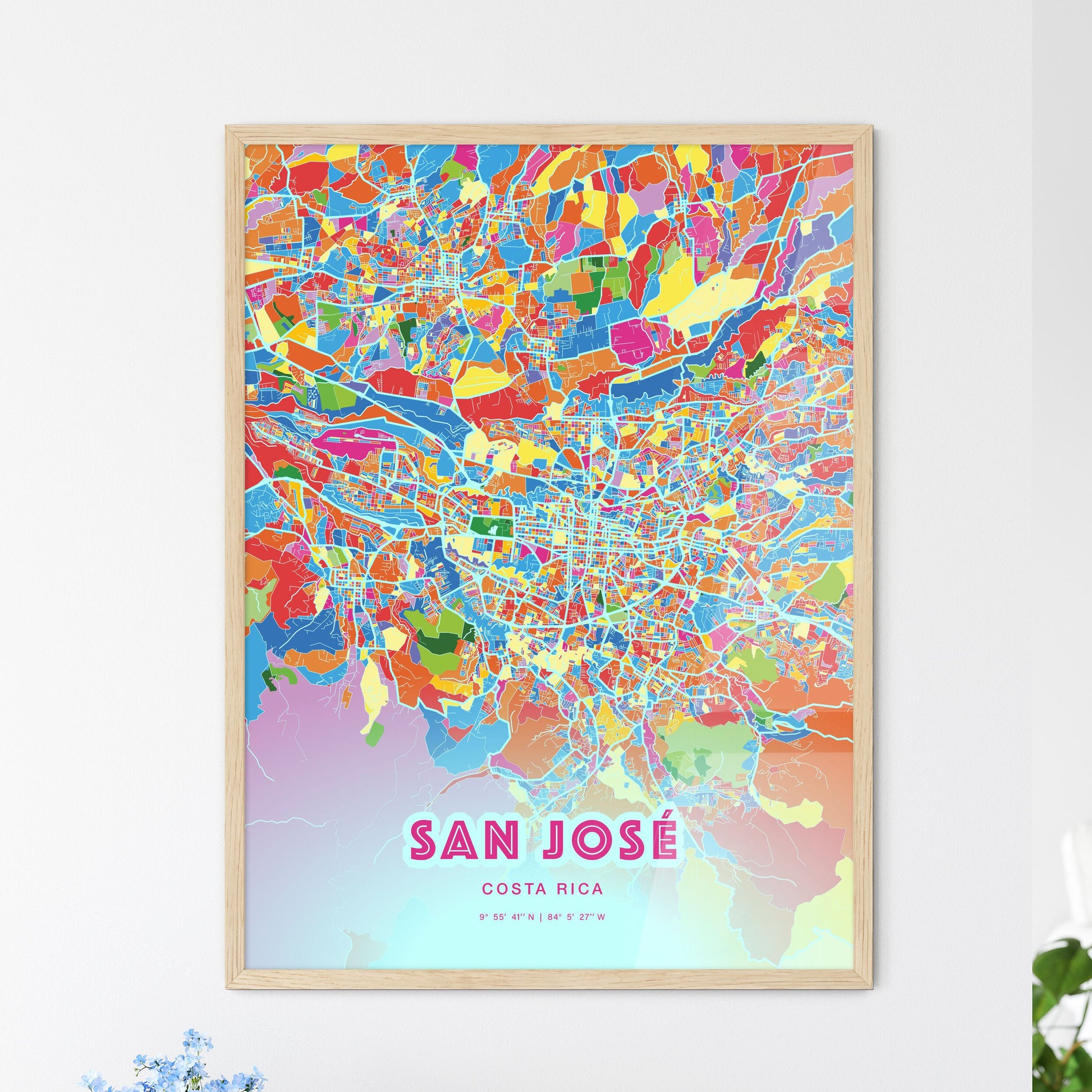 Colorful San José Costa Rica Fine Art Map Crazy Colors