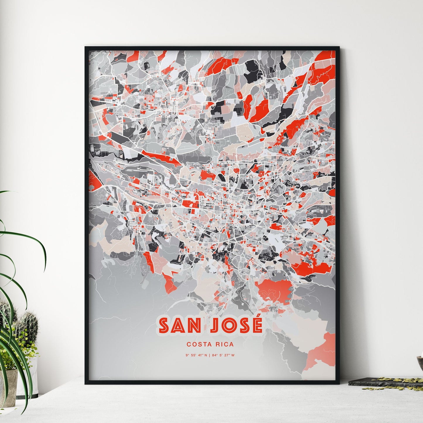 Colorful San José Costa Rica Fine Art Map Modern Expressive