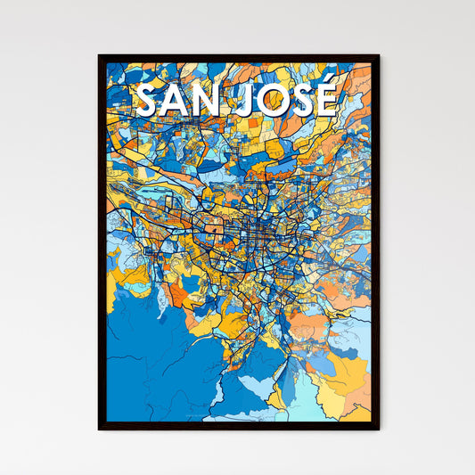 SAN JOSÉ COSTA RICA Vibrant Colorful Art Map Poster Blue Orange