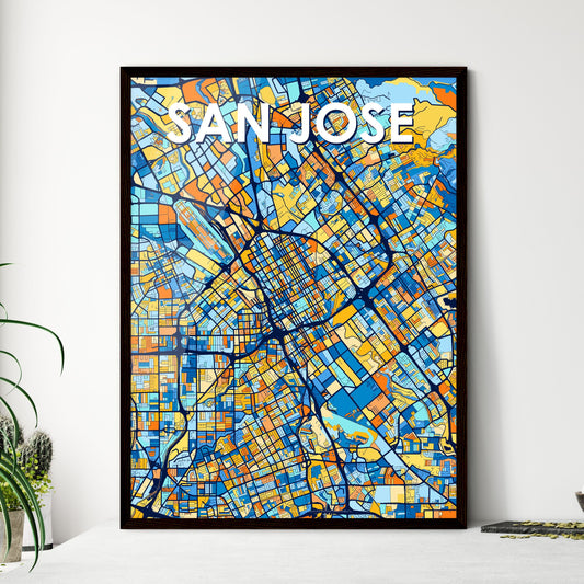 SAN JOSE CALIFORNIA Vibrant Colorful Art Map Poster Blue Orange