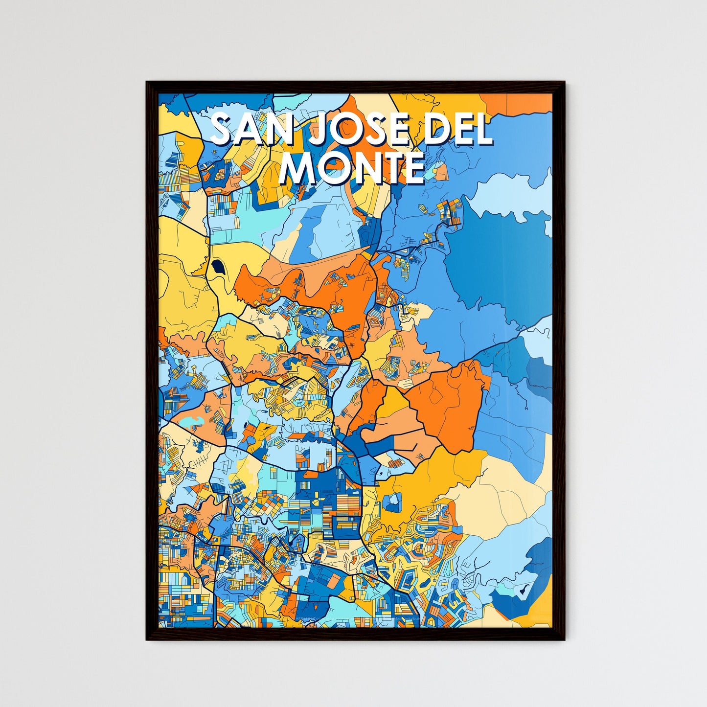 SAN JOSE DEL MONTE PHILIPPINES Vibrant Colorful Art Map Poster Blue Orange