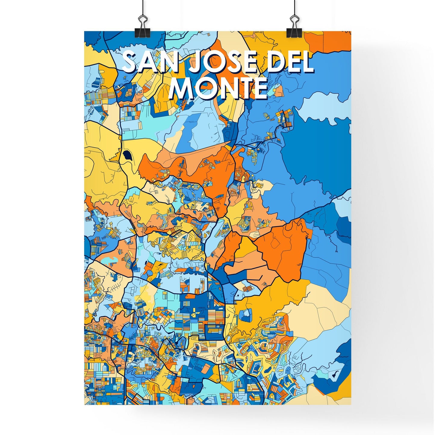 SAN JOSE DEL MONTE PHILIPPINES Vibrant Colorful Art Map Poster Blue Orange