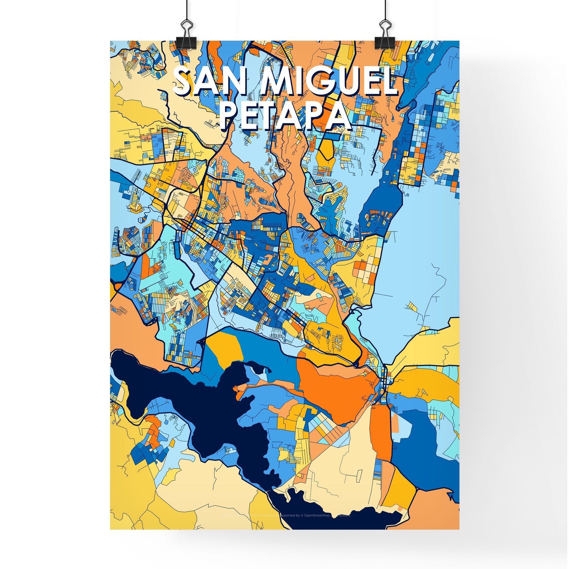 SAN MIGUEL PETAPA GUATEMALA Vibrant Colorful Art Map Poster