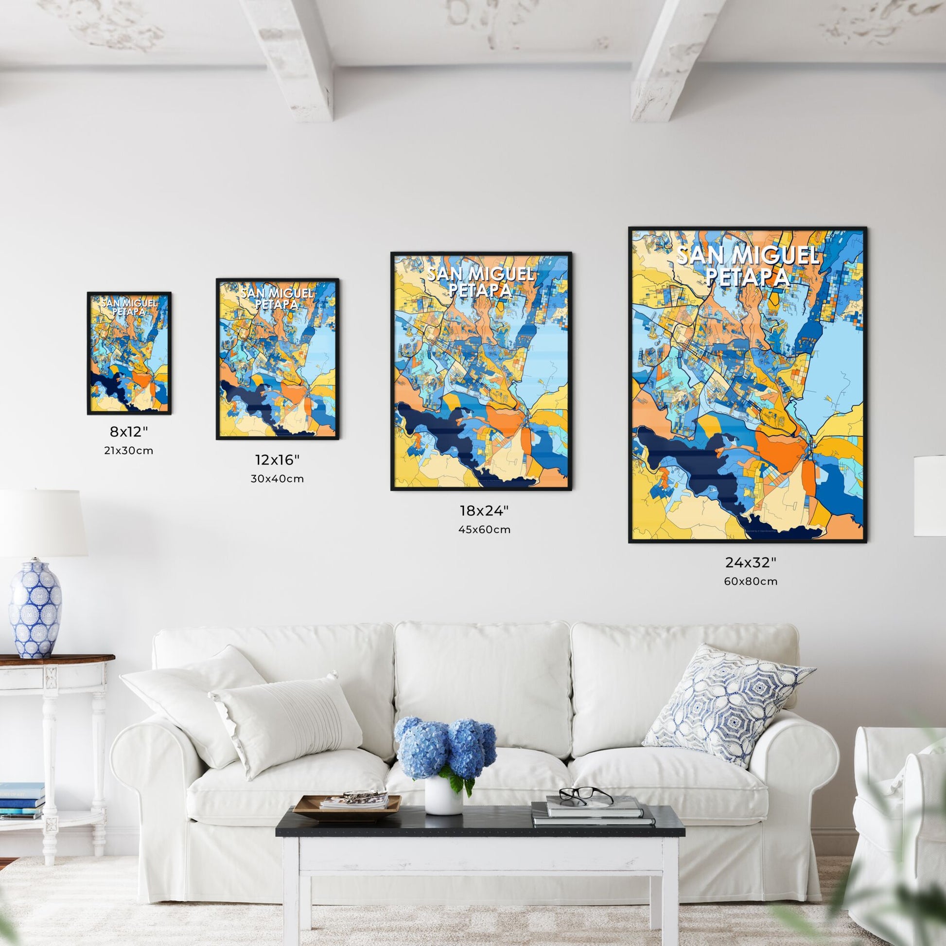 SAN MIGUEL PETAPA GUATEMALA Vibrant Colorful Art Map Poster