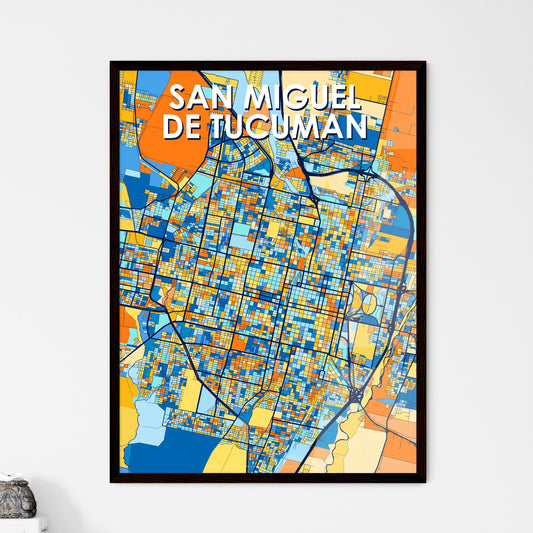 SAN MIGUEL DE TUCUMAN ARGENTINA Vibrant Colorful Art Map Poster Blue Orange