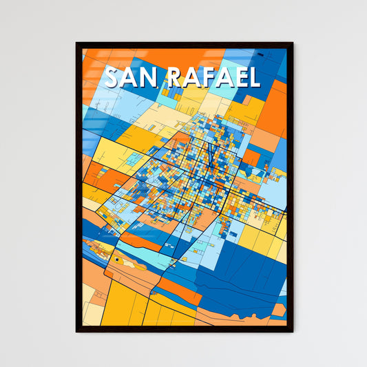 SAN RAFAEL ARGENTINA Vibrant Colorful Art Map Poster Blue Orange