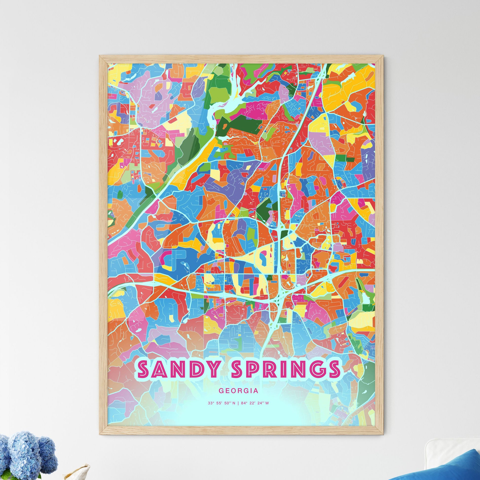 Colorful Sandy Springs Georgia Fine Art Map Crazy Colors