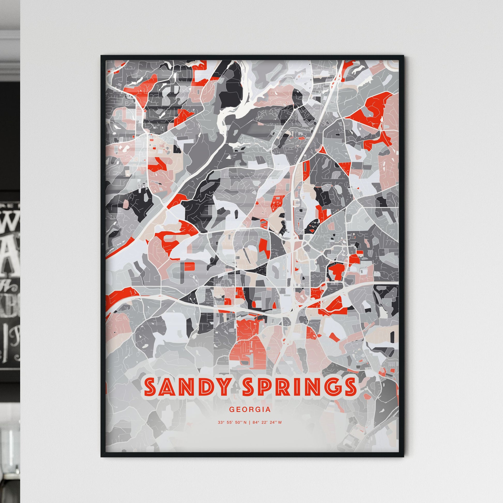 Colorful Sandy Springs Georgia Fine Art Map Modern Expressive