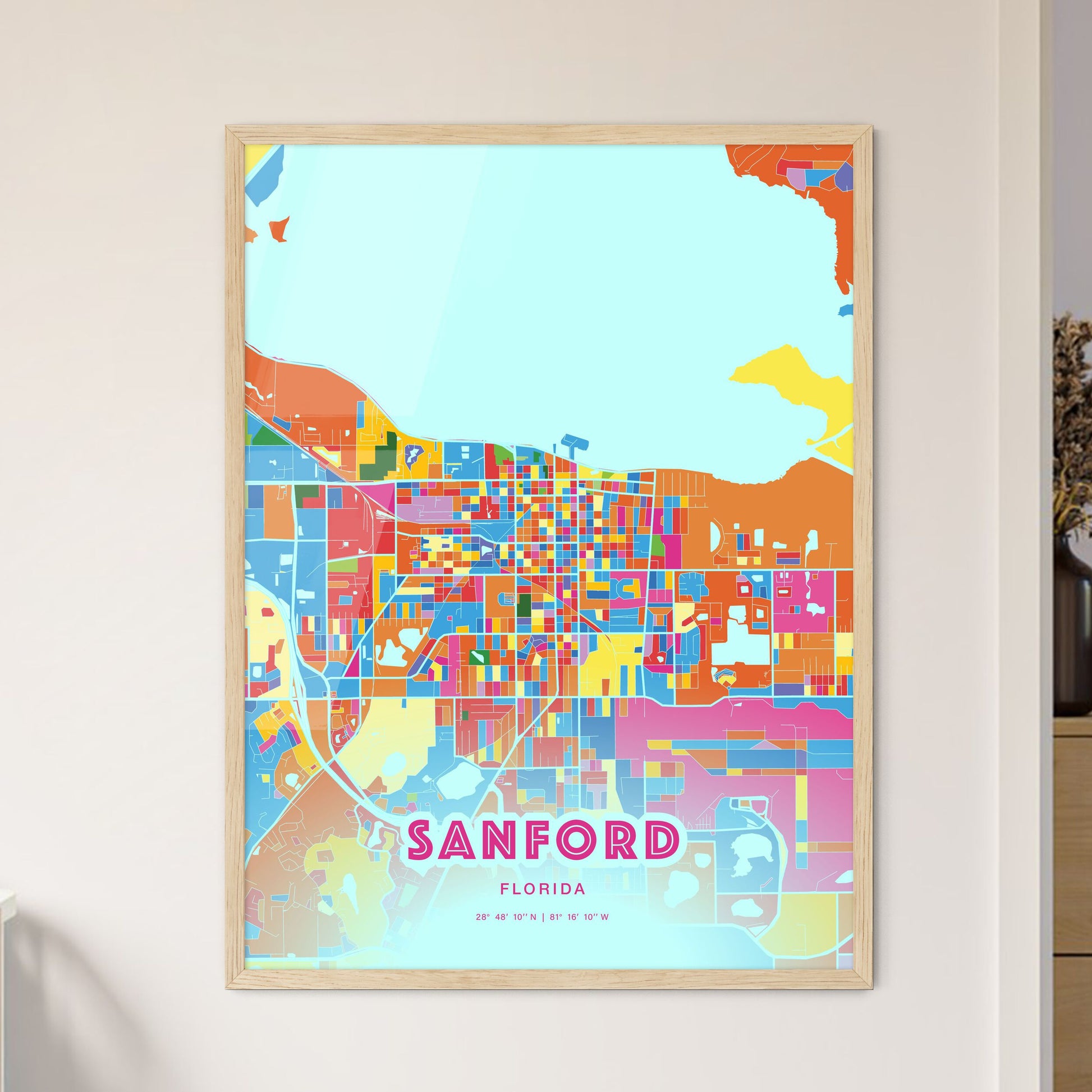 Colorful Sanford Florida Fine Art Map Crazy Colors