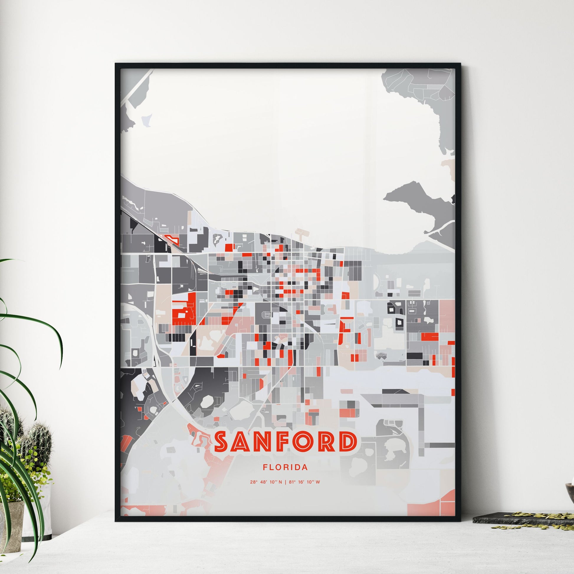 Colorful Sanford Florida Fine Art Map Modern Expressive