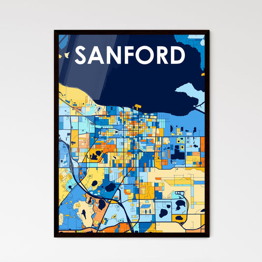 SANFORD FLORIDA Vibrant Colorful Art Map Poster Blue Orange