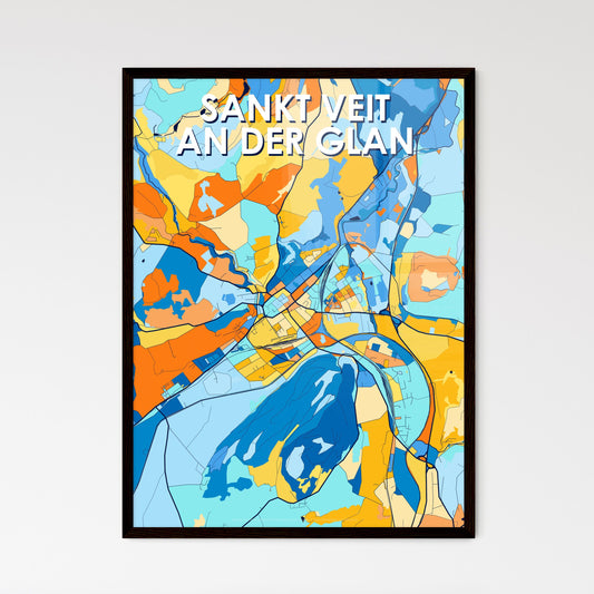 SANKT VEIT AN DER GLAN AUSTRIA Vibrant Colorful Art Map Poster Blue Orange