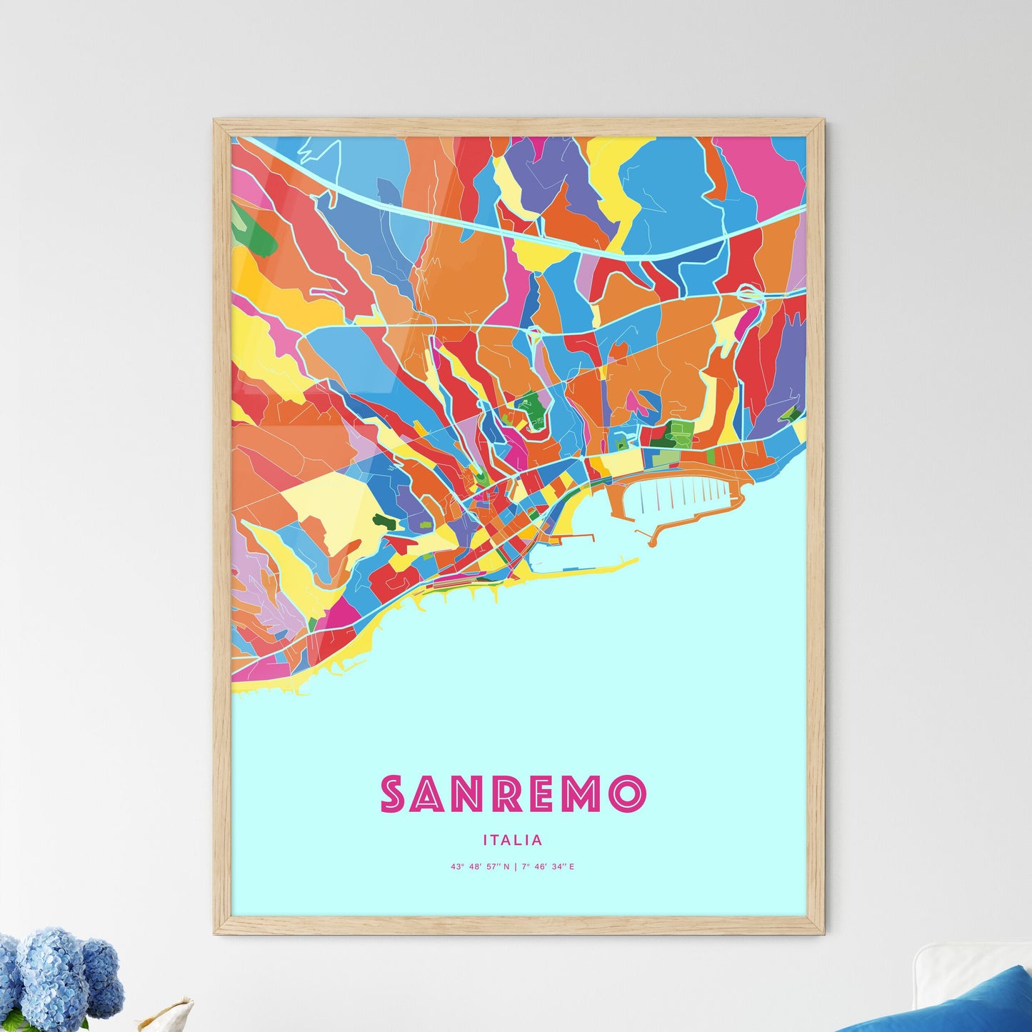 Colorful Sanremo Italy Fine Art Map Crazy Colors