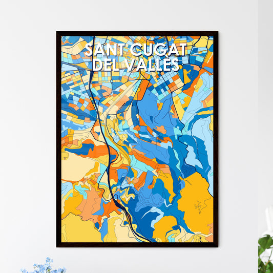 SANT CUGAT DEL VALLÈS SPAIN Vibrant Colorful Art Map Poster Blue Orange