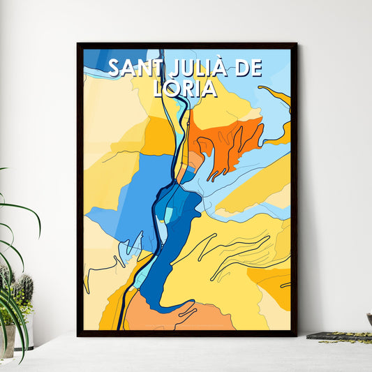 SANT JULIÀ DE LÒRIA ANDORRA Vibrant Colorful Art Map Poster Blue Orange