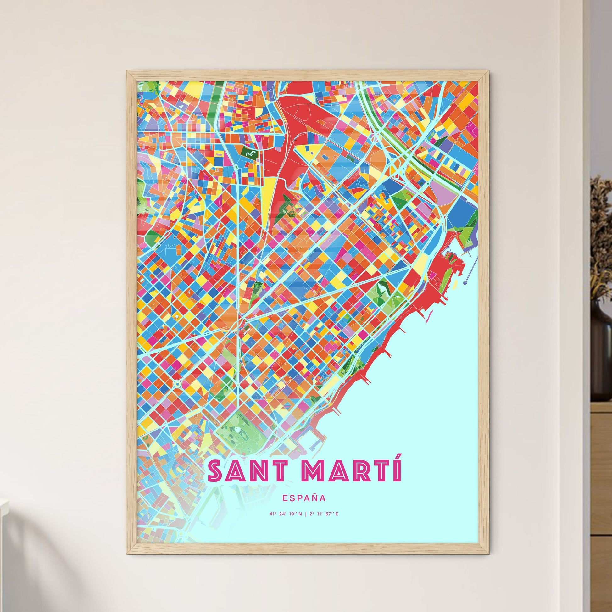 Colorful Sant Martí Spain Fine Art Map Crazy Colors