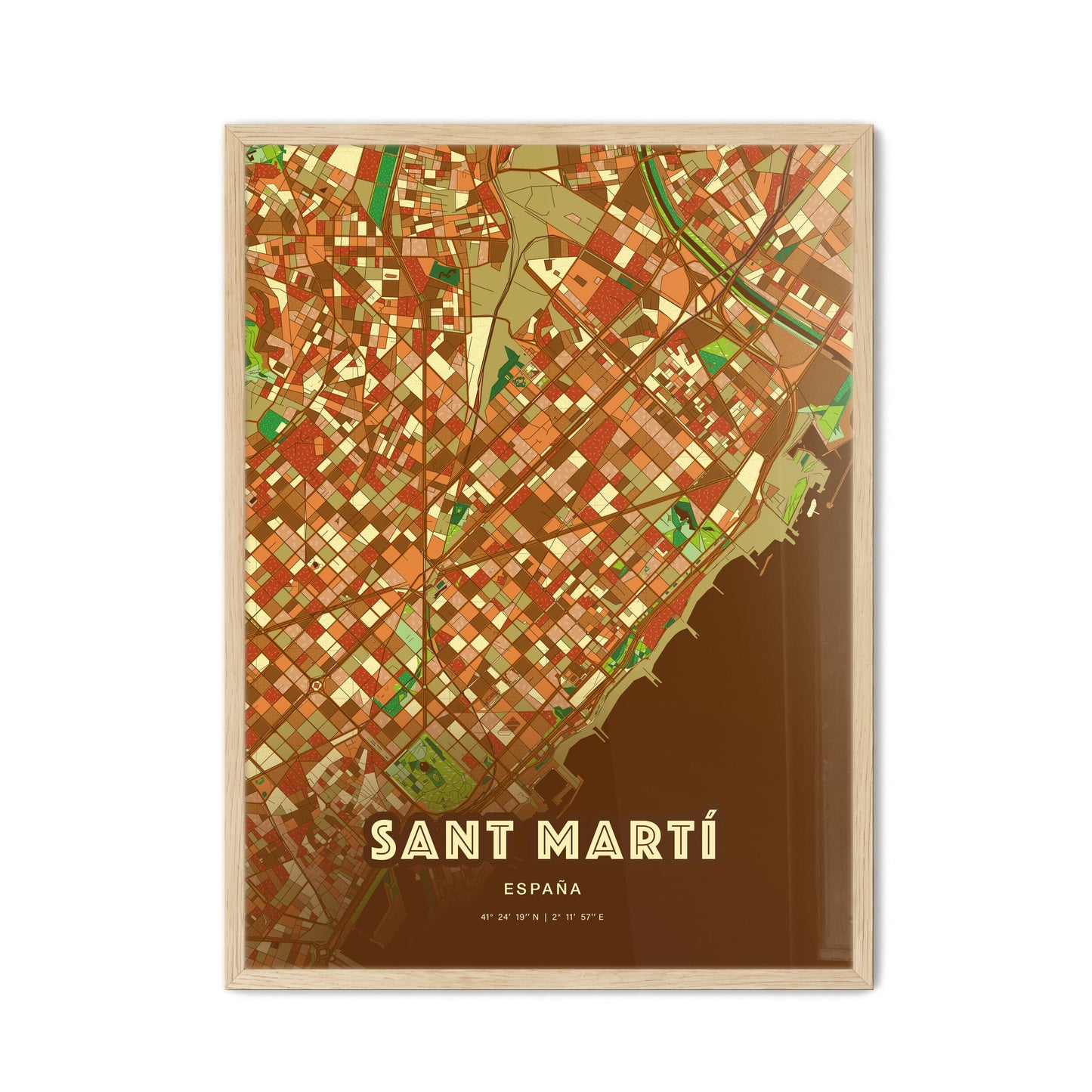 Colorful Sant Martí Spain Fine Art Map Farmhouse