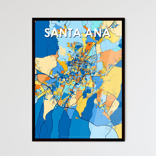 SANTA ANA EL SALVADOR Vibrant Colorful Art Map Poster Blue Orange