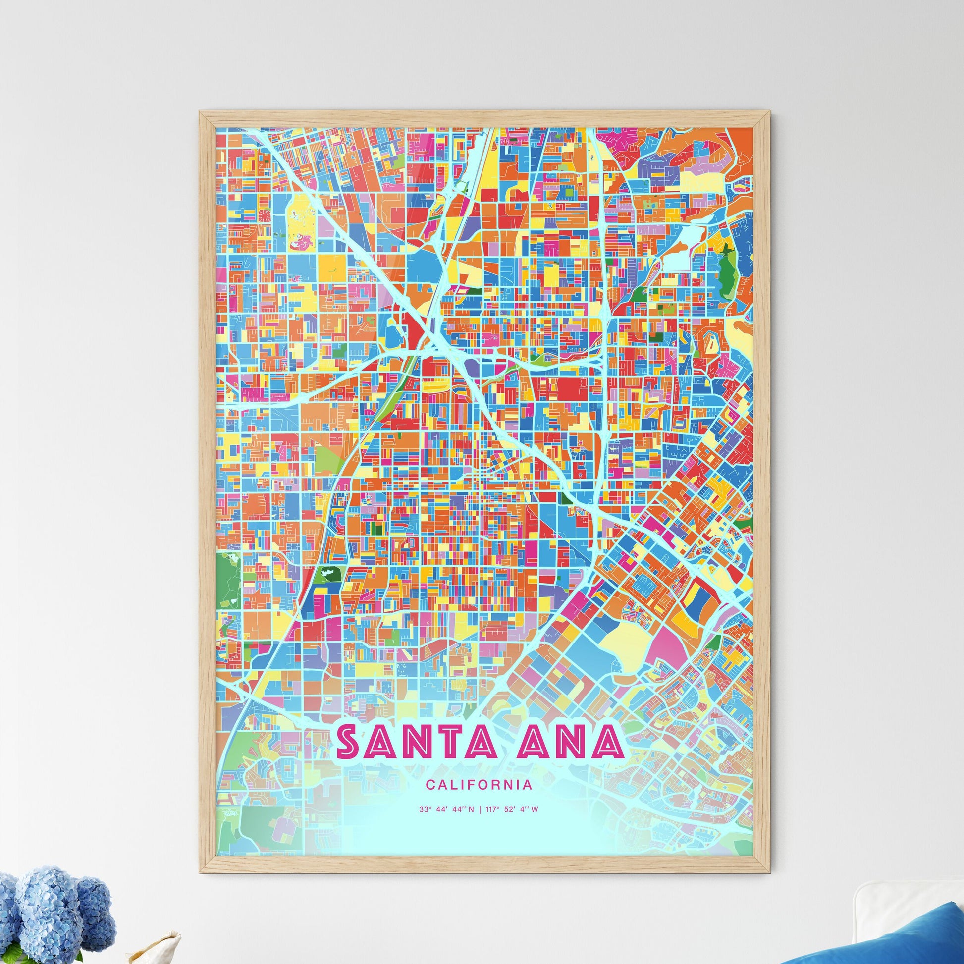 Colorful Santa Ana California Fine Art Map Crazy Colors