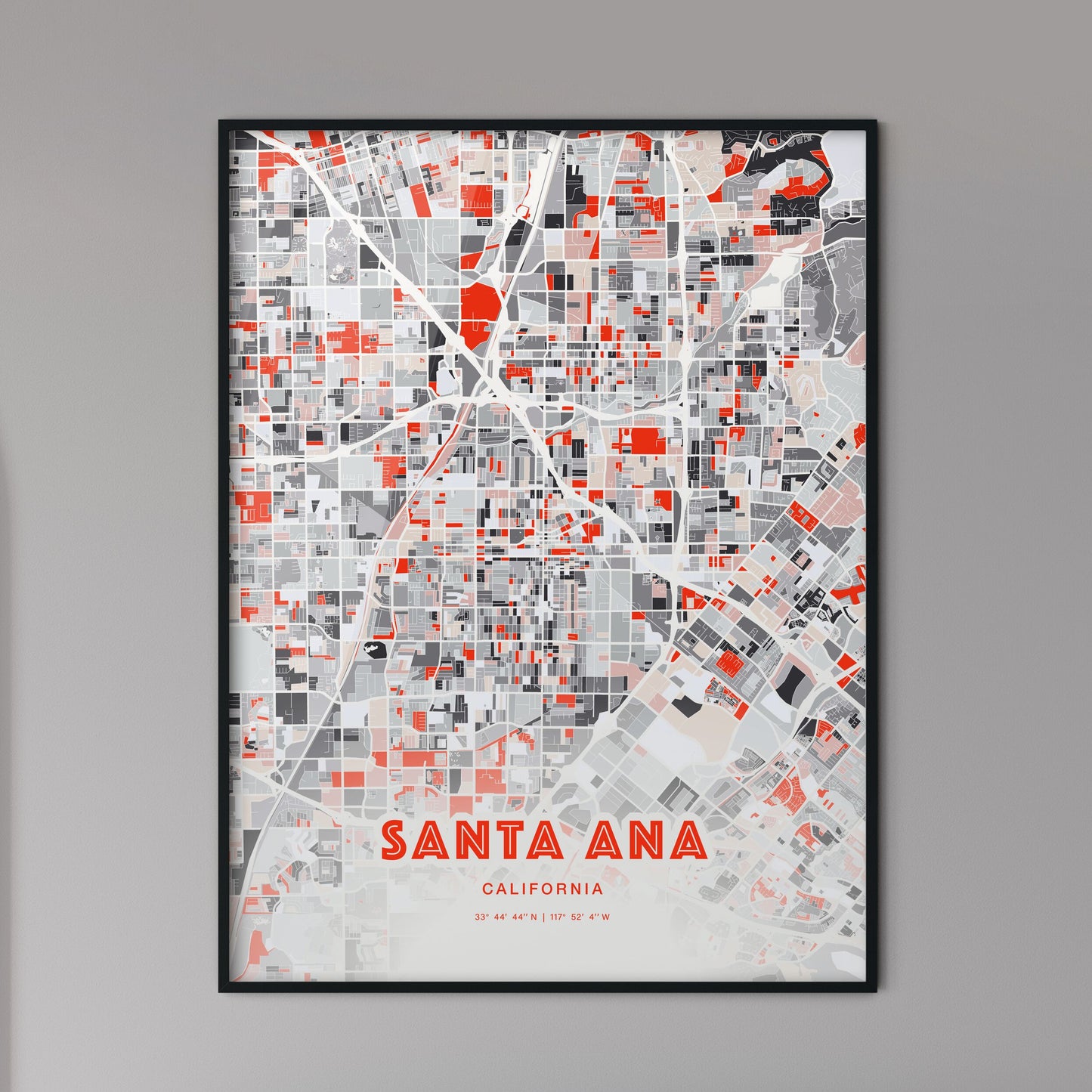 Colorful Santa Ana California Fine Art Map Modern Expressive