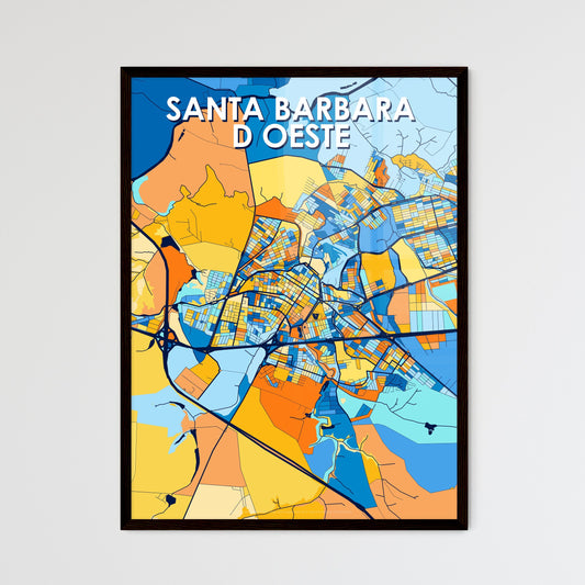 SANTA BARBARA D OESTE BRAZIL Vibrant Colorful Art Map Poster Blue Orange