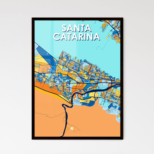 SANTA CATARINA MEXICO Vibrant Colorful Art Map Poster Blue Orange