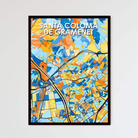 SANTA COLOMA DE GRAMENET SPAIN Vibrant Colorful Art Map Poster Blue Orange