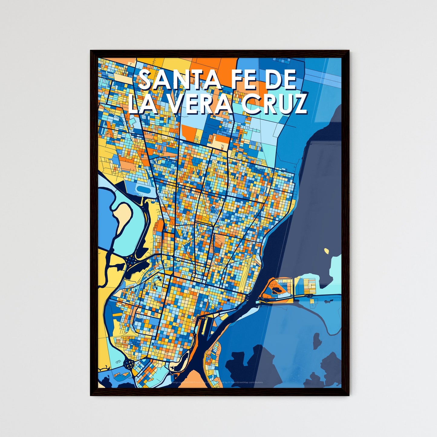 SANTA FE DE LA VERA CRUZ ARGENTINA Vibrant Colorful Art Map Poster Blue Orange