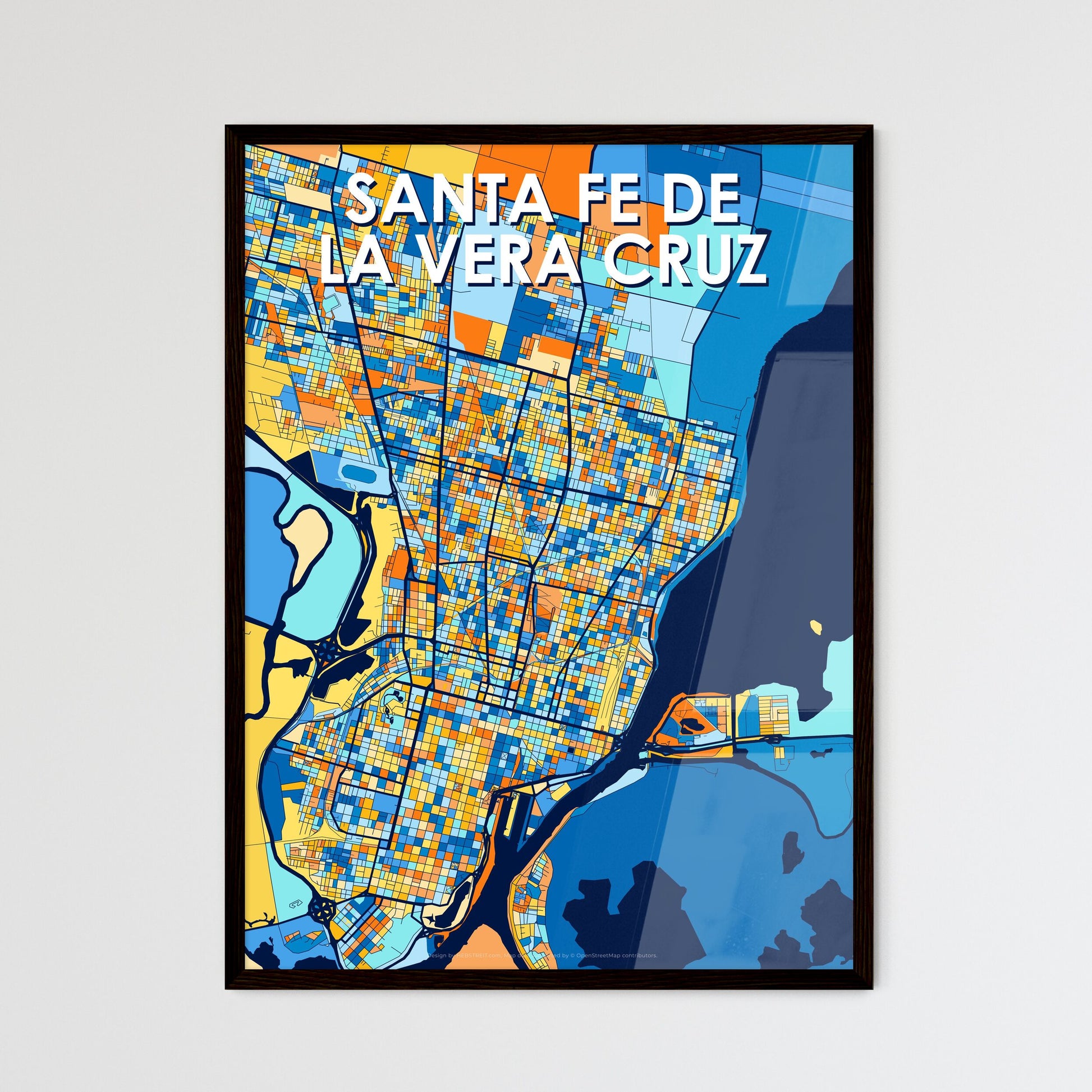 SANTA FE DE LA VERA CRUZ ARGENTINA Vibrant Colorful Art Map Poster Blue Orange