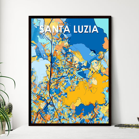 SANTA LUZIA BRAZIL Vibrant Colorful Art Map Poster Blue Orange