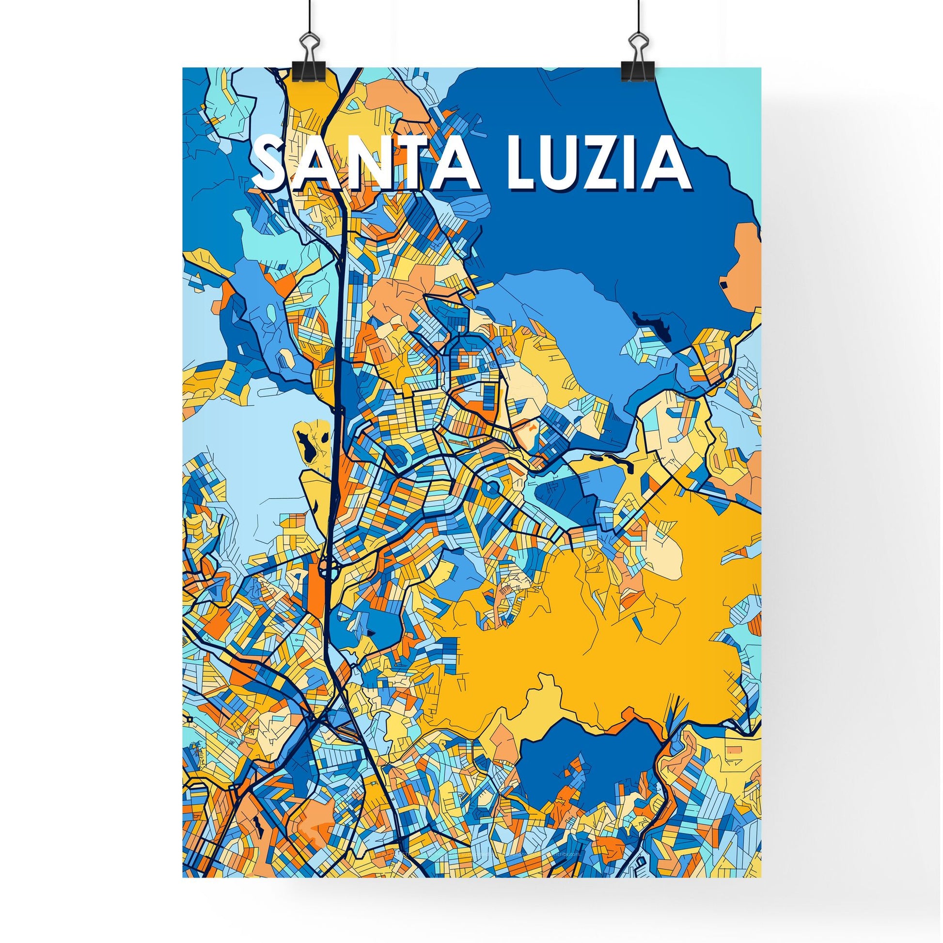 SANTA LUZIA BRAZIL Vibrant Colorful Art Map Poster Blue Orange