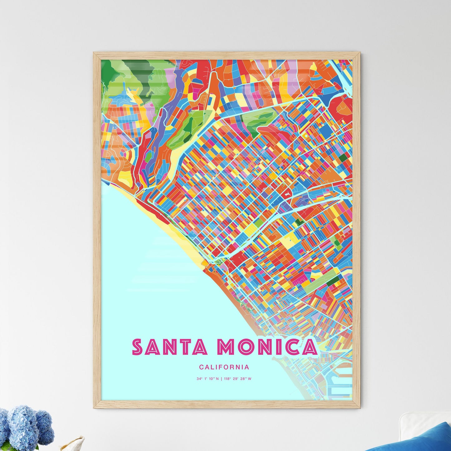Colorful Santa Monica California Fine Art Map Crazy Colors
