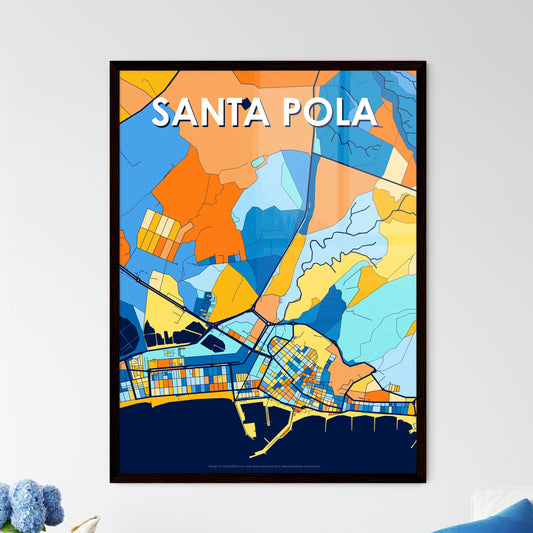 SANTA POLA SPAIN Vibrant Colorful Art Map Poster Blue Orange