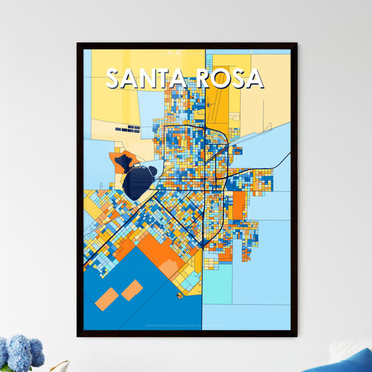 SANTA ROSA ARGENTINA Vibrant Colorful Art Map Poster Blue Orange