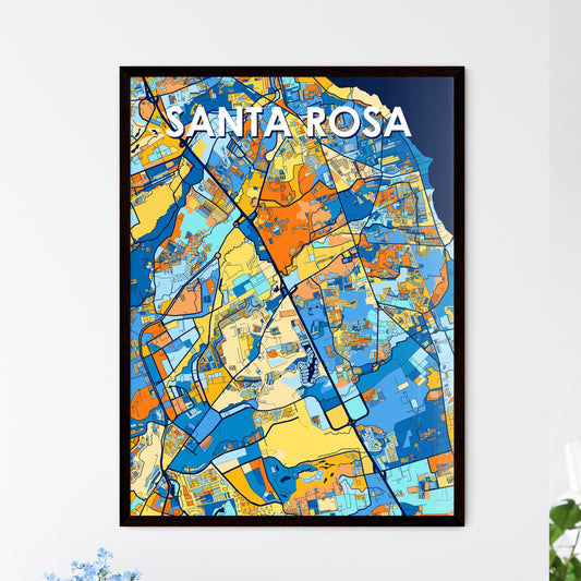 SANTA ROSA PHILIPPINES Vibrant Colorful Art Map Poster Blue Orange